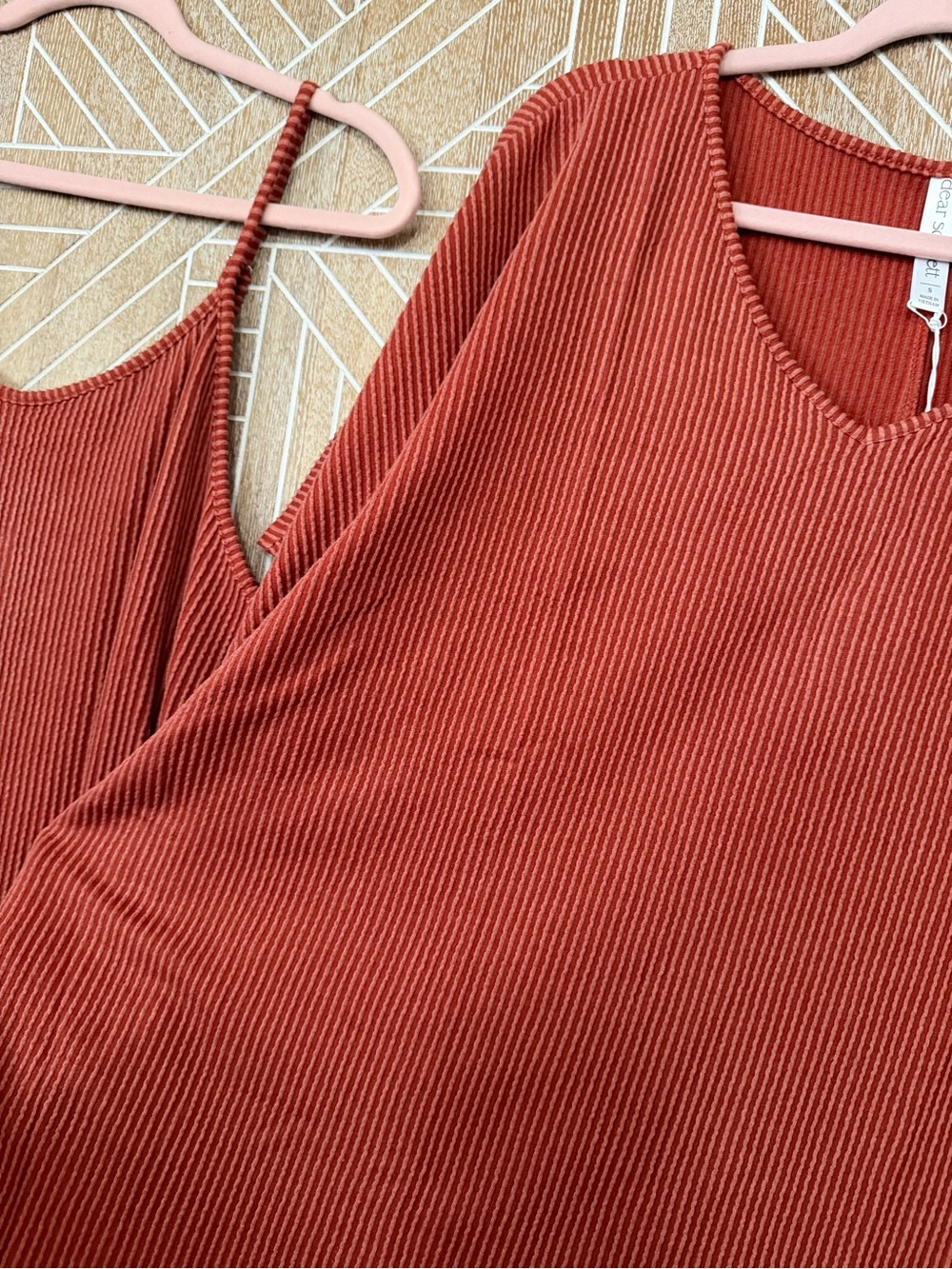 Ribbed Slip Camisole Dress in Rust - Picture 4 of 4